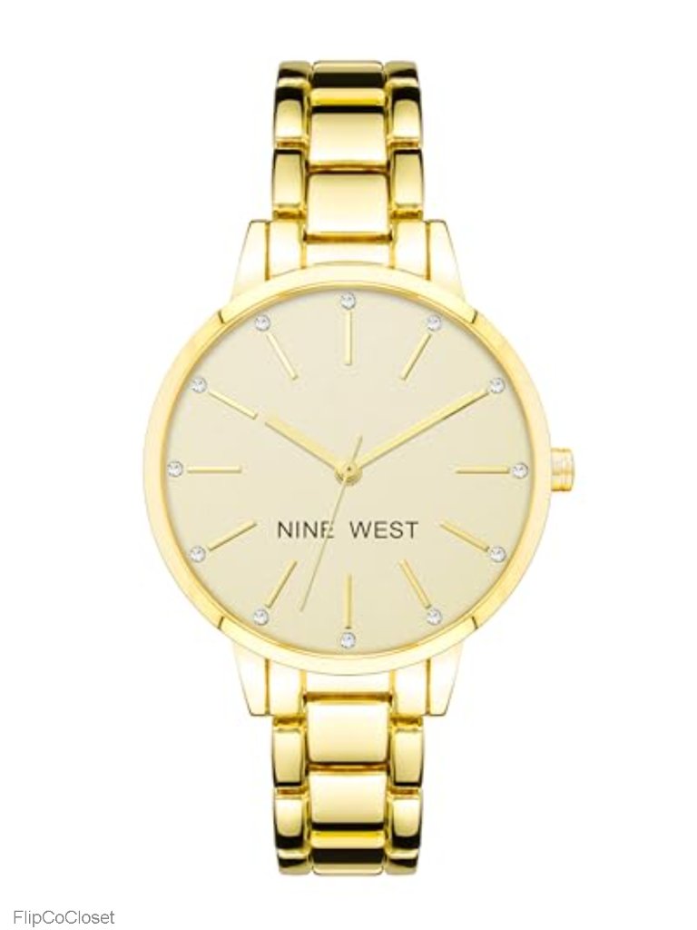 Crystal Accented Bracelet Watch With GoldTone Link Band
